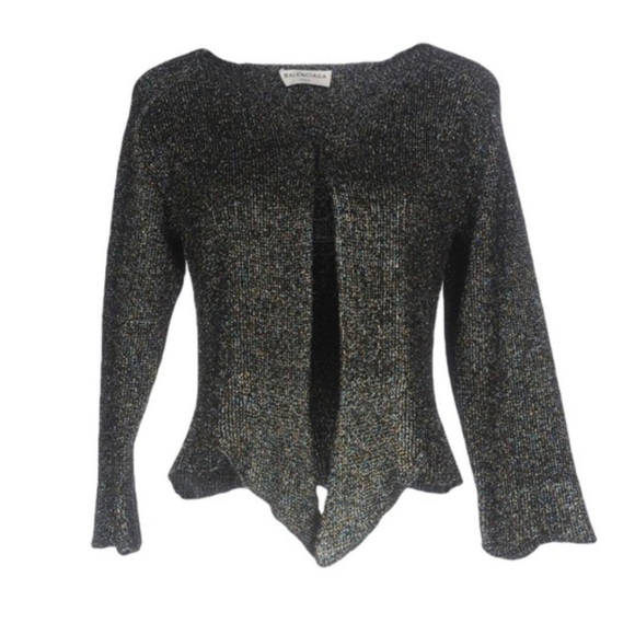 Balenciaga Black Metallic Knit Cardigan Sweater - Picture 11 of 11